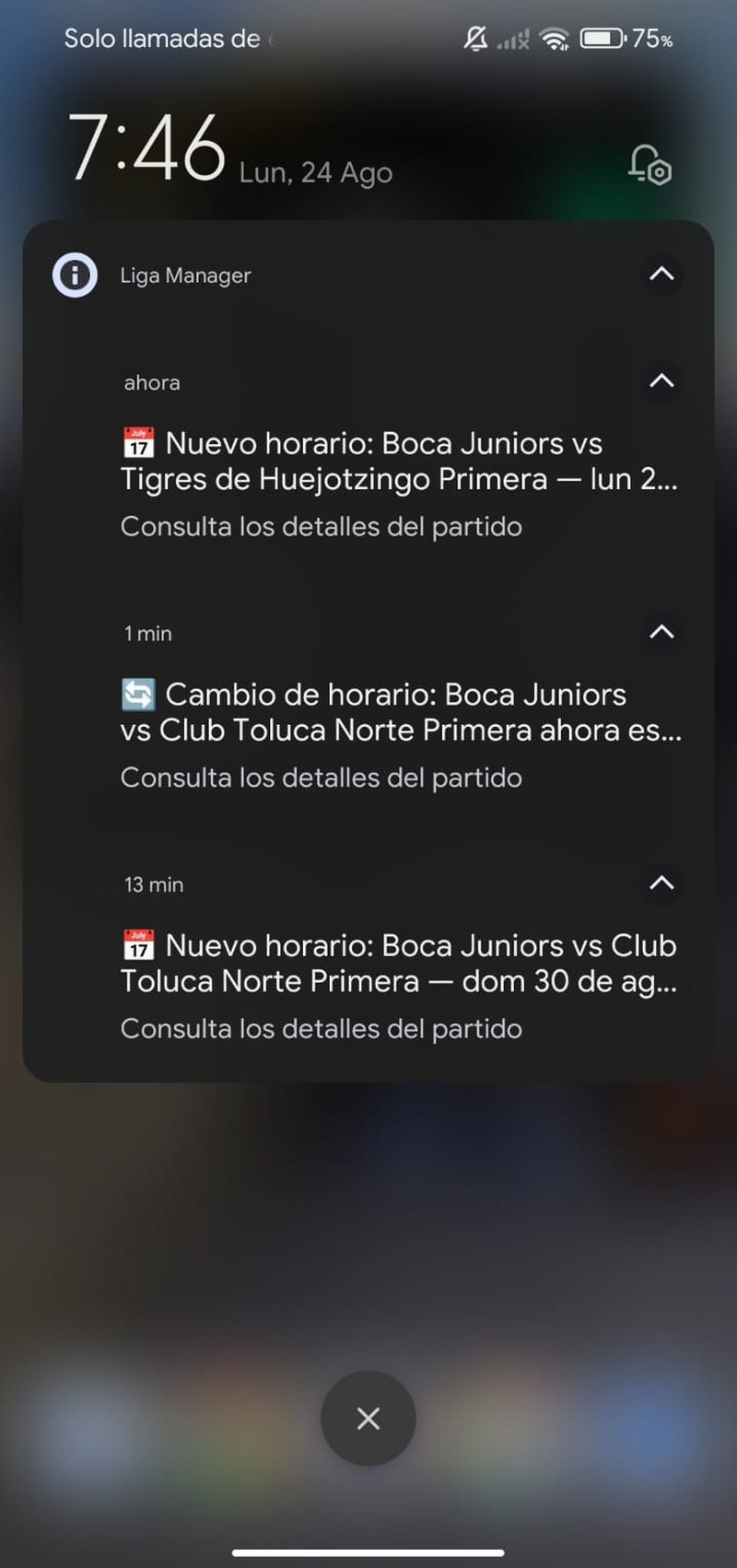 Avisos de cambio de horario en el teléfono